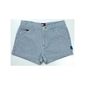 Tommy Hilfiger Women's VTG Blue & White Striped Denim Flag Short Shorts Sz. 11